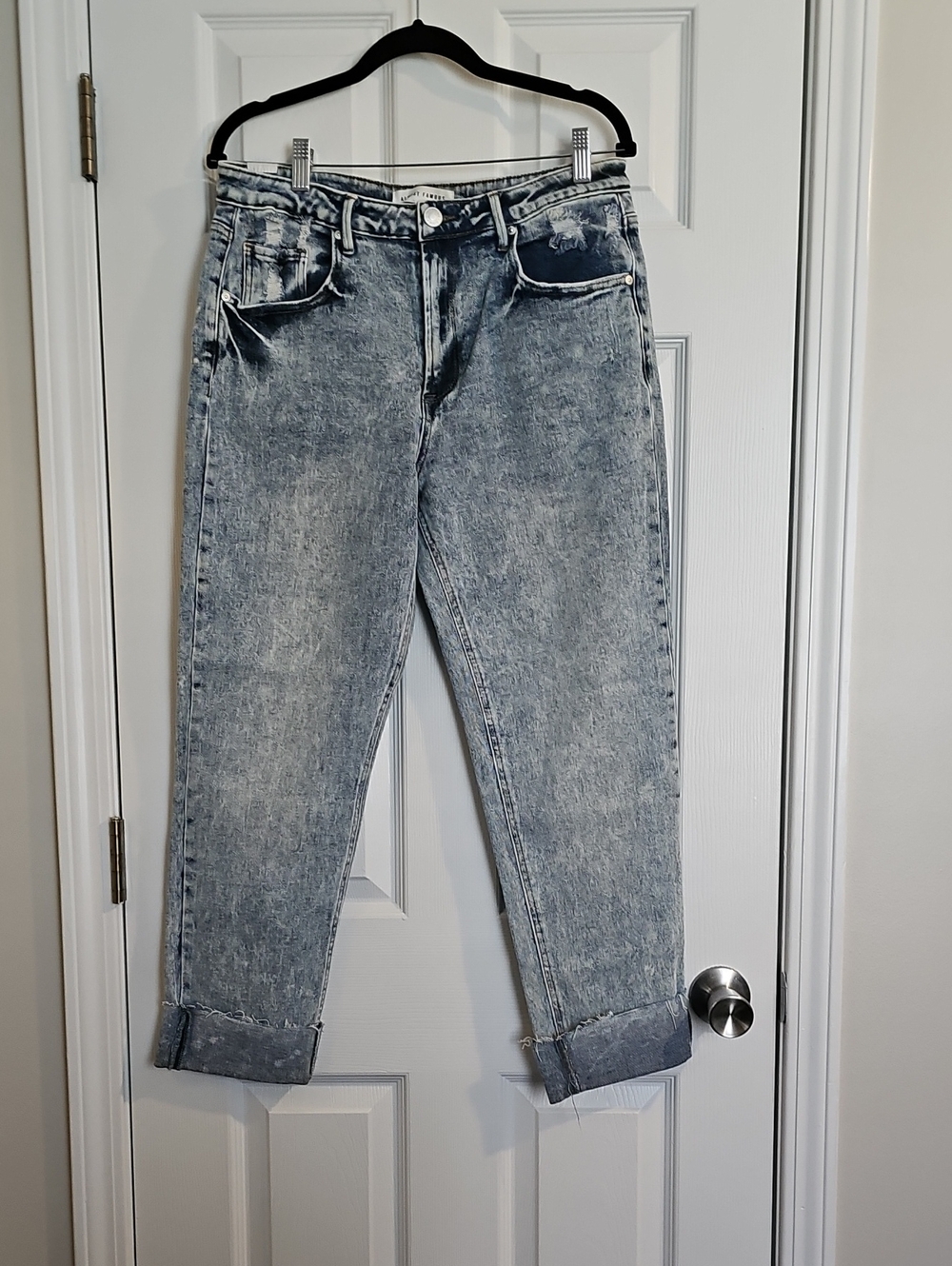 Women's Washed Light Blue Cuffed Denim Jeans
